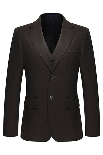 Coffee 3 Piece Single Breasted Notched Lapel Men's Business Suits